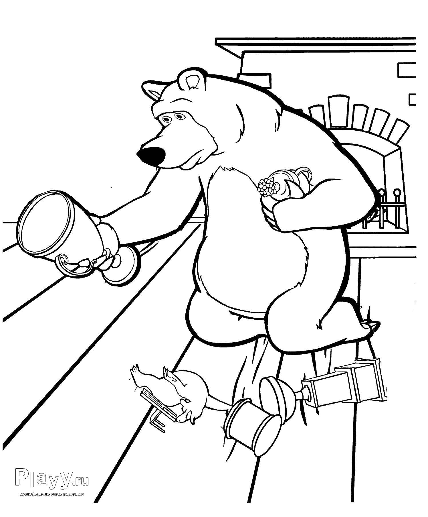 Coloring Bear. Category Masha and the bear. Tags:  Masha and the bear, cartoons, tales, bear.