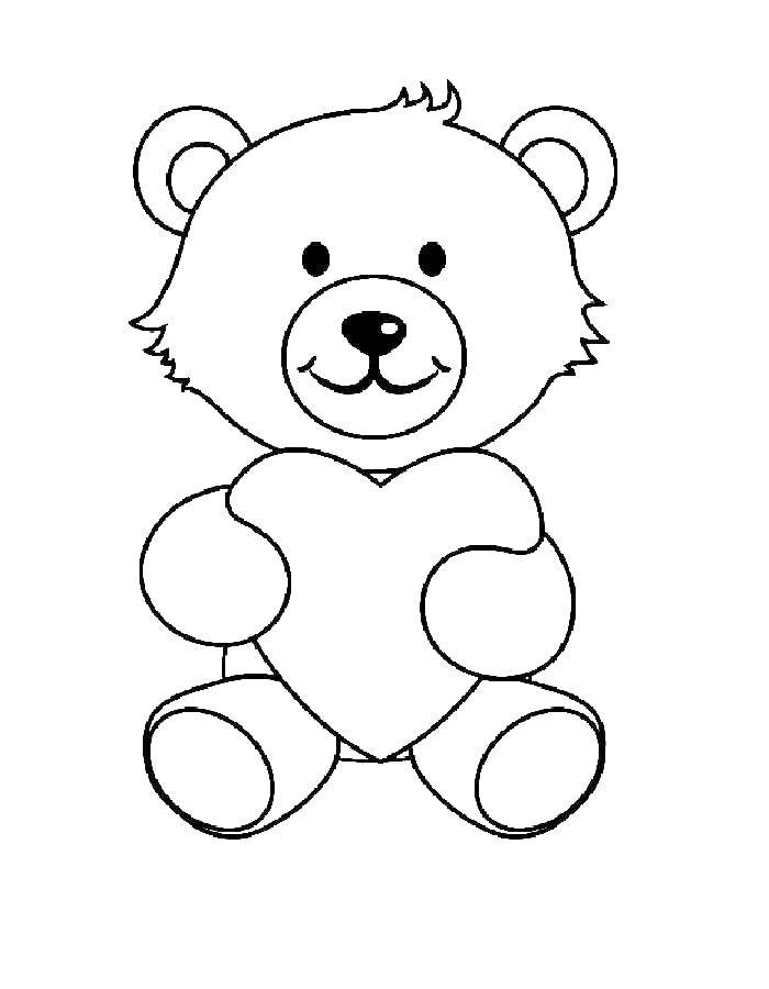 Coloring Bear and heart. Category Valentines day. Tags:  bear , toy heart.