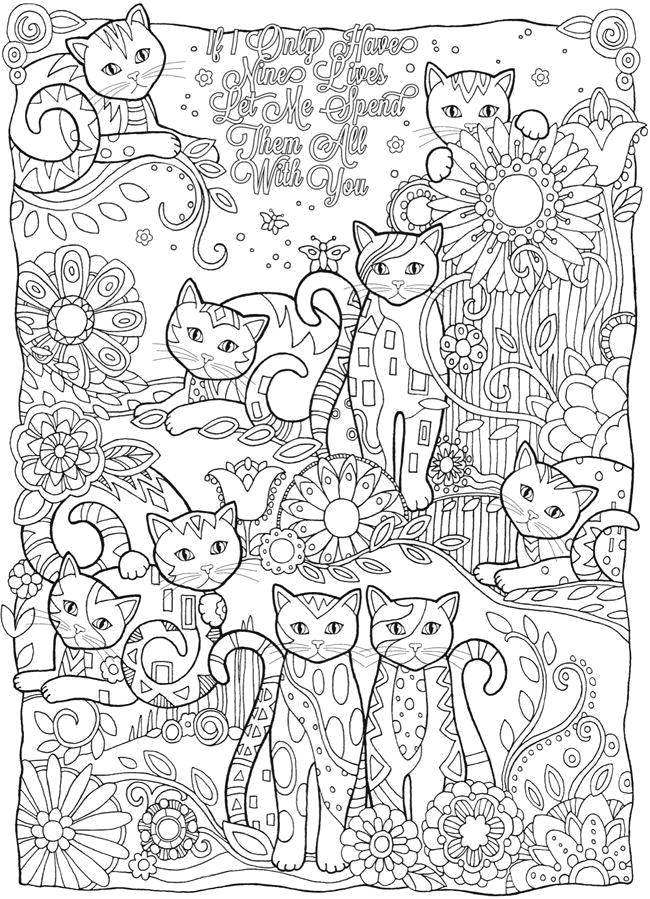 Coloring Many cats. Category coloring antistress. Tags:  Bathroom with shower.