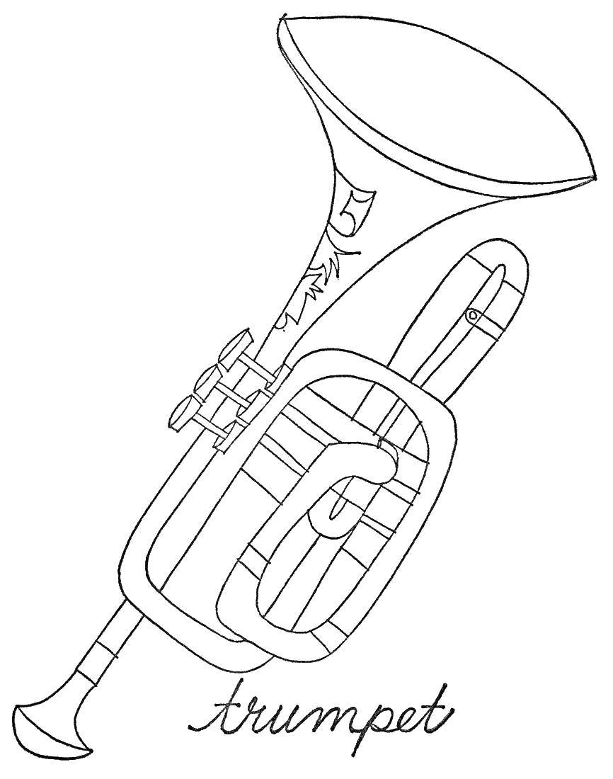 Название: Раскраска Музыкальная труба. Категория: музыкальные инструменты. Теги: музыкальные инструменты, труба.