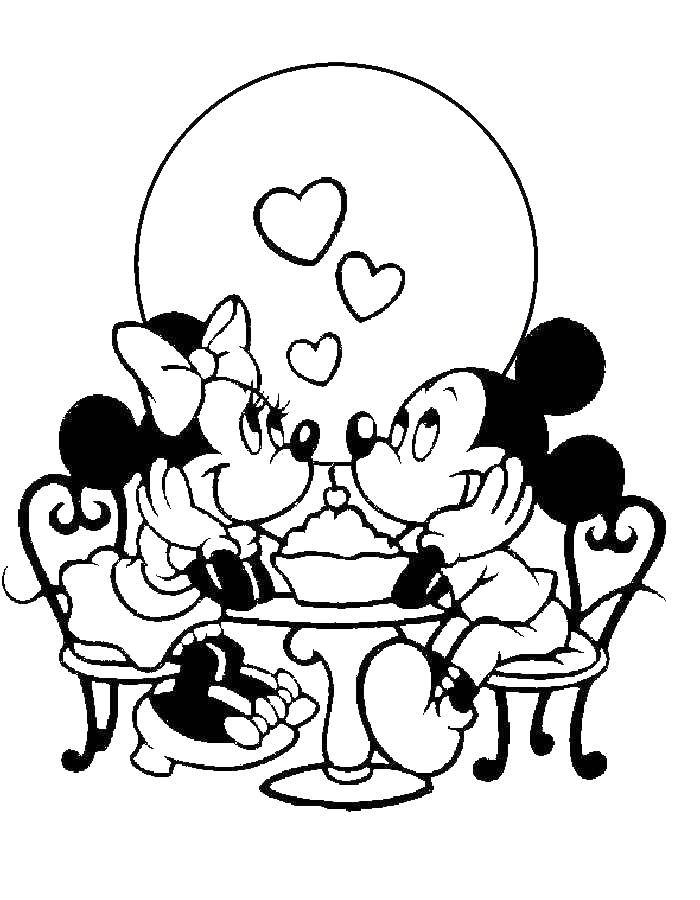 Название: Раскраска Мышки. Категория: день святого валентина. Теги: день святого валентина, мышки, микки маус.