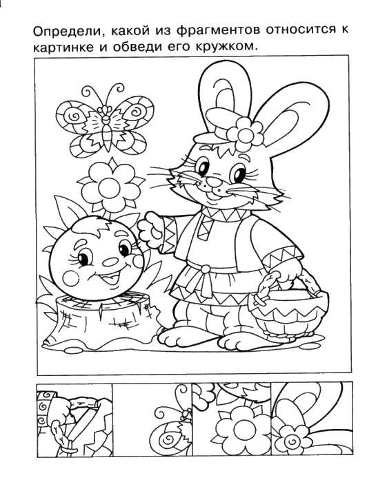 Coloring Find the fragment. Category Coloring pages. Tags:  Teaching coloring, logic.