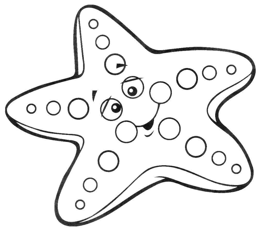 Coloring Awkward starfish. Category marine. Tags:  Underwater world, starfish.