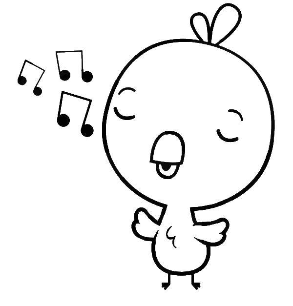 Coloring The singing bird.. Category Coloring pages for kids. Tags:  Birds.