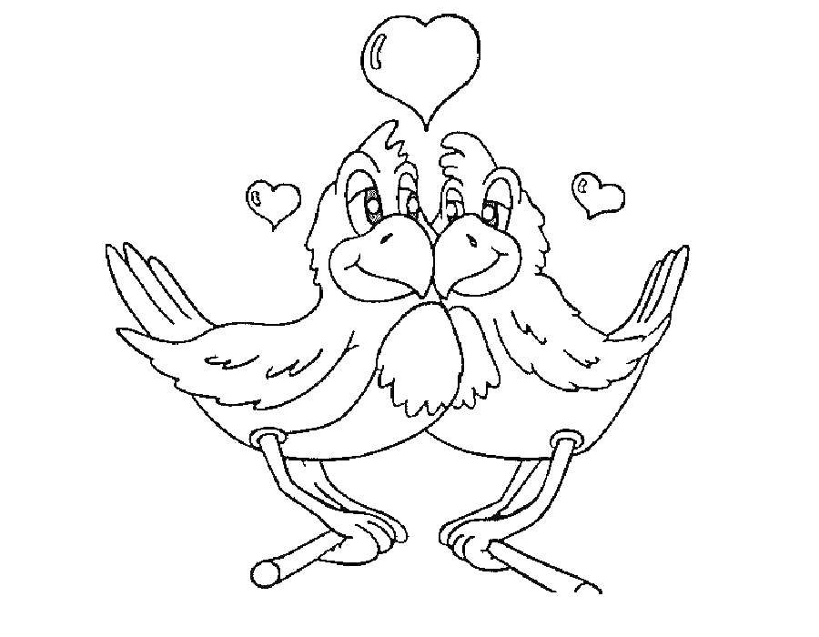 Coloring Птички и любовь. Category день святого валентина. Tags:  птички, любовь, птицы, день святого валентина.