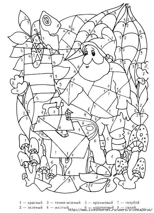Coloring Paint a gnome. Category coloring by numbers. Tags:  coloring by numbers, crayon.