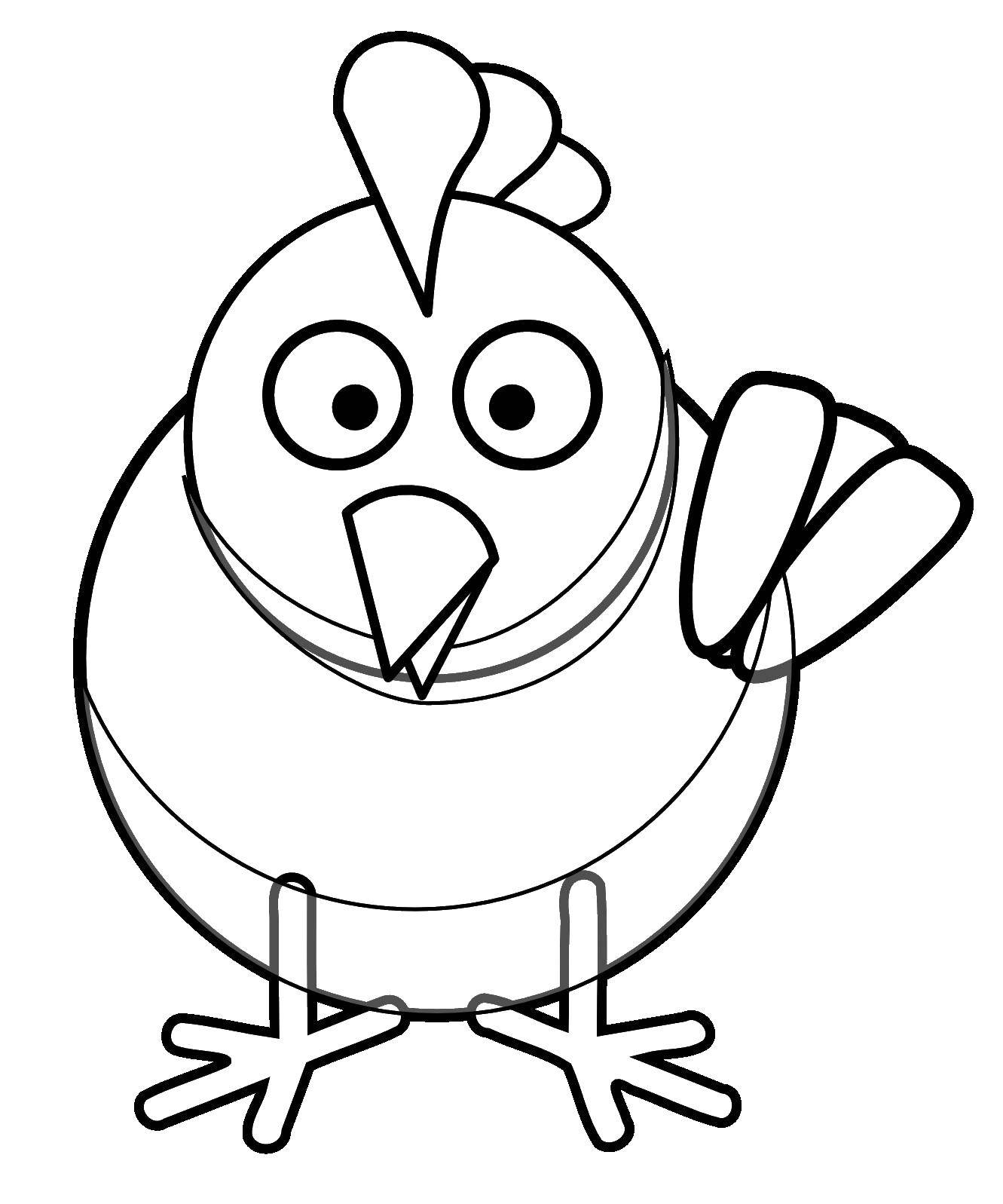 Coloring Draw a chicken. Category The contours for cutting out the birds. Tags:  Chicken, poultry.
