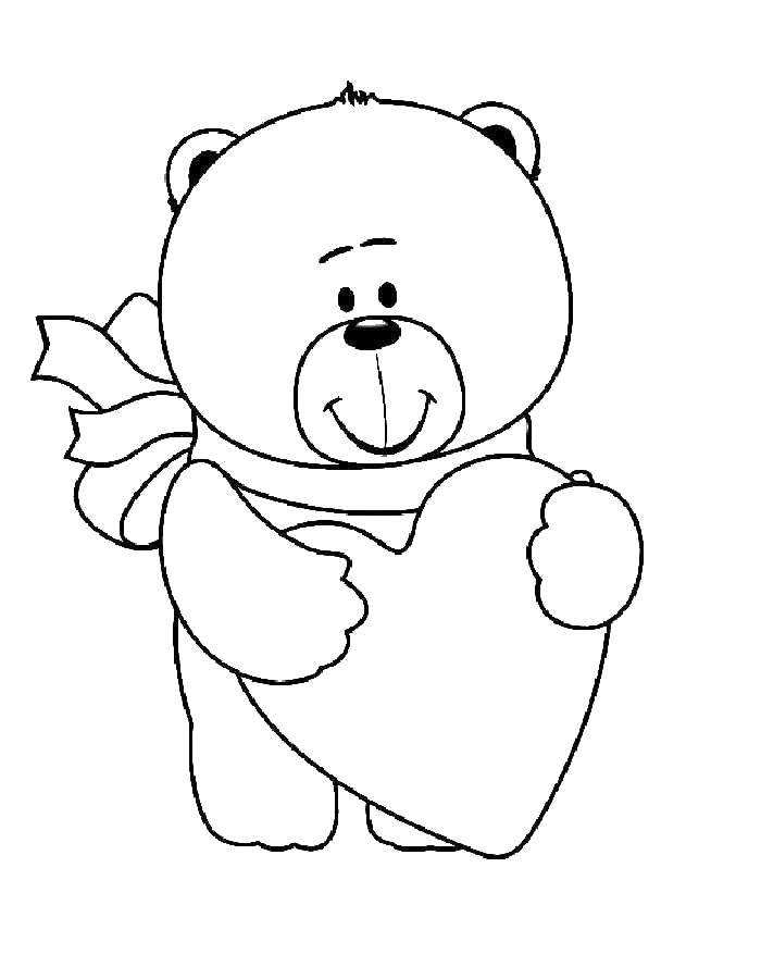 Coloring Heart and Teddy bear. Category Valentines day. Tags:  bear , toy heart.