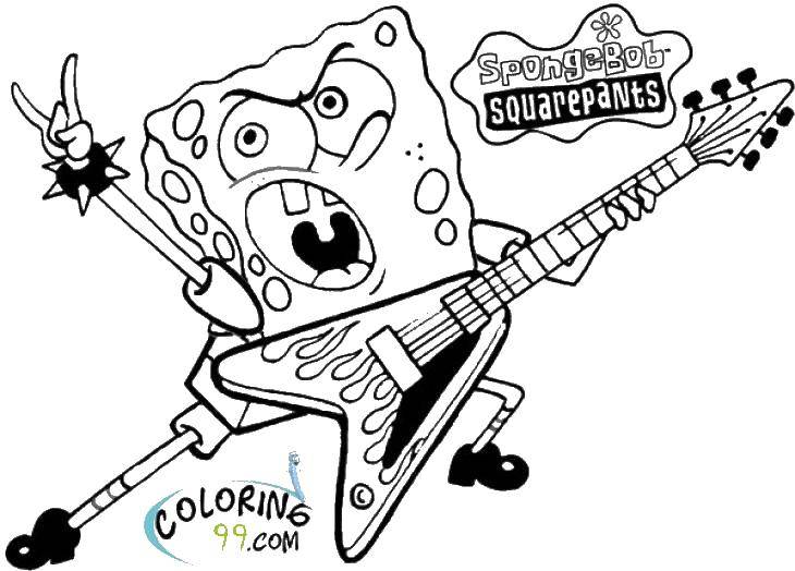 Coloring Spongebob electric guitar. Category Spongebob. Tags:  the spongebob, guitar, rock, bracelet.