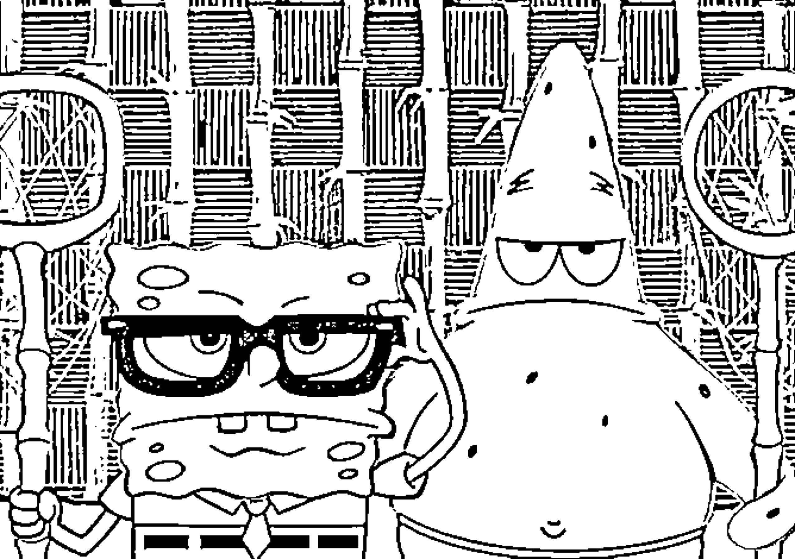 Coloring Spongebob and Patrick with nets. Category Spongebob. Tags:  the spongebob, Patrick, goggles, nets.