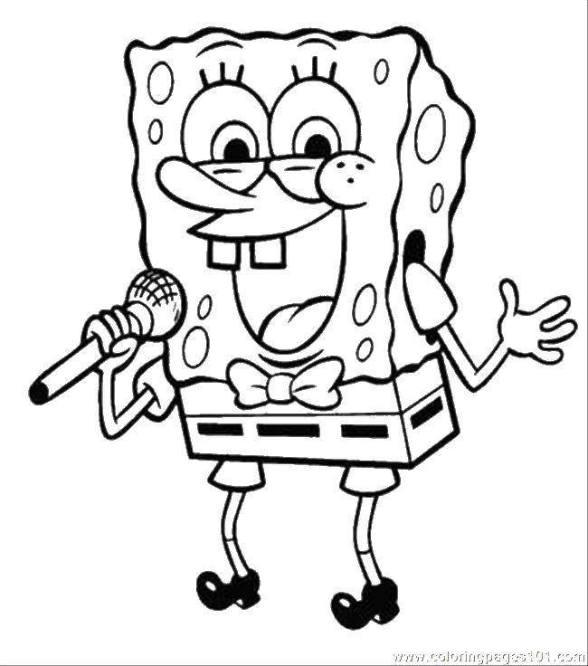 Coloring Spongebob with microphone. Category Spongebob. Tags:  Spongebob cartoons.