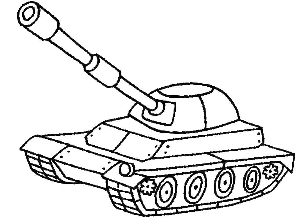 Название: Раскраска Танк с пушкой. Категория: танки. Теги: военная техника, война, танки.