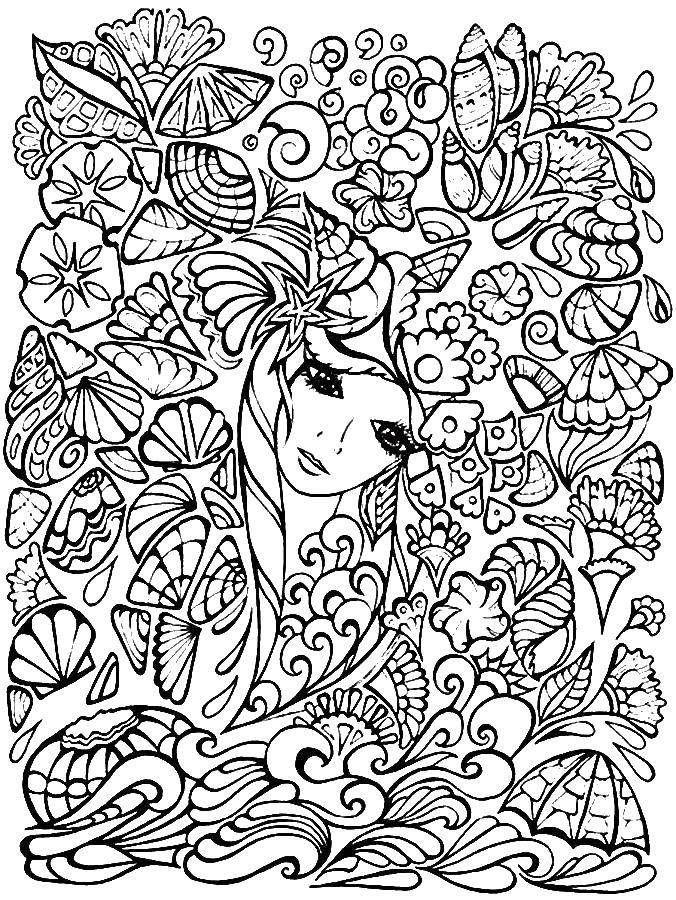 Coloring Floral Queen. Category coloring antistress. Tags:  Fairy, forest, fairy tale.