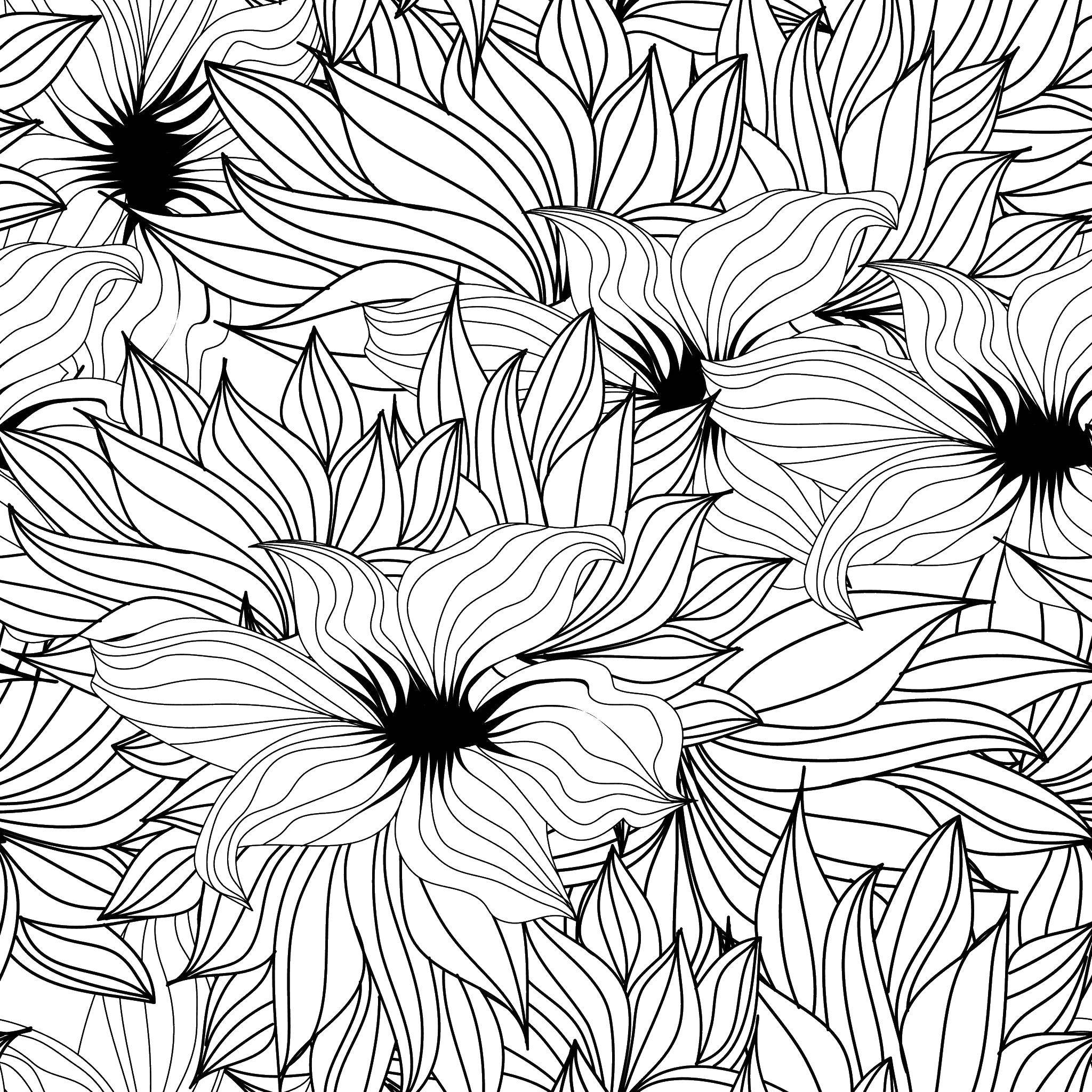 Coloring Flowers in the grass. Category coloring antistress. Tags:  Flowers.