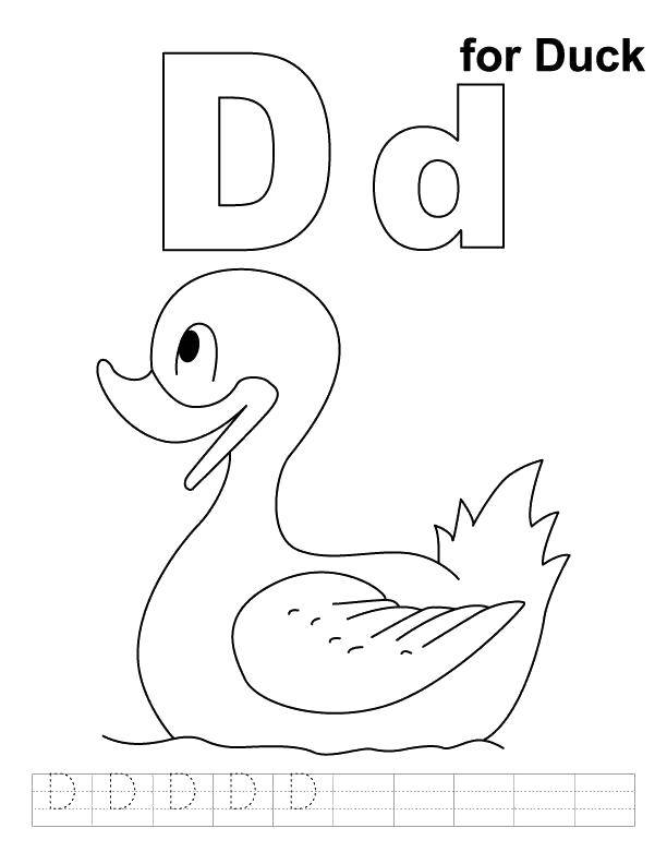 Coloring U mean duck. Category the alphabet. Tags:  The alphabet, letters, words.