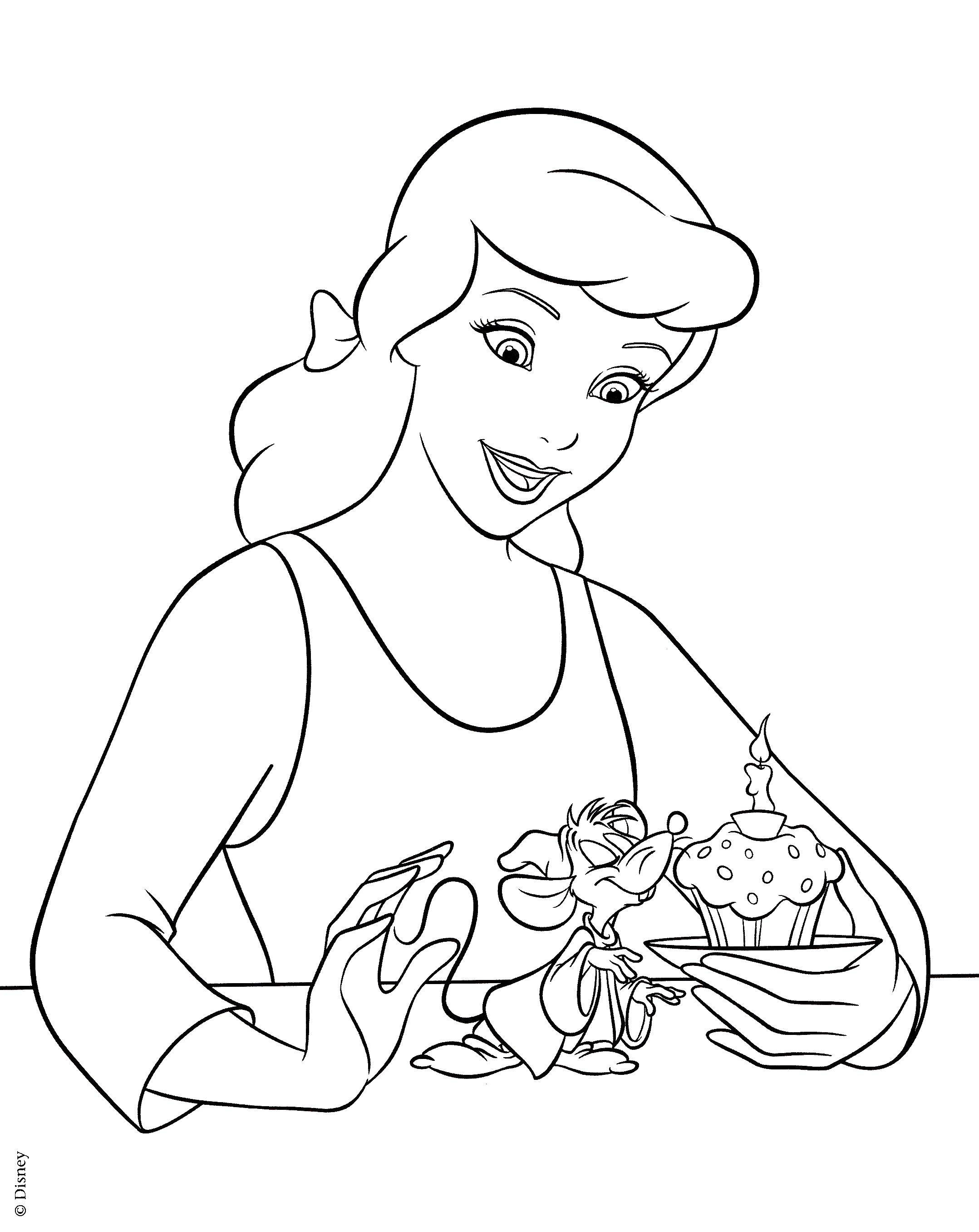 Coloring Cinderella with mouse. Category Princess. Tags:  Cinderella, Princess, mouse, Disney.