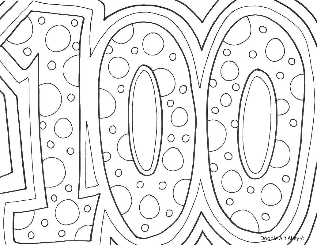 Coloring 100. Category Numbers. Tags:  numbers, 100, hundred.