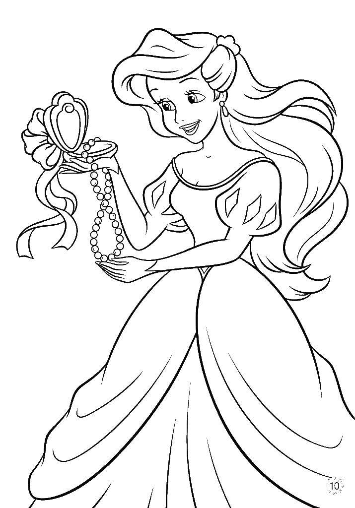 Coloring Ariel with pearl ozherelem. Category the little mermaid Ariel. Tags:  Ariel, mermaid.