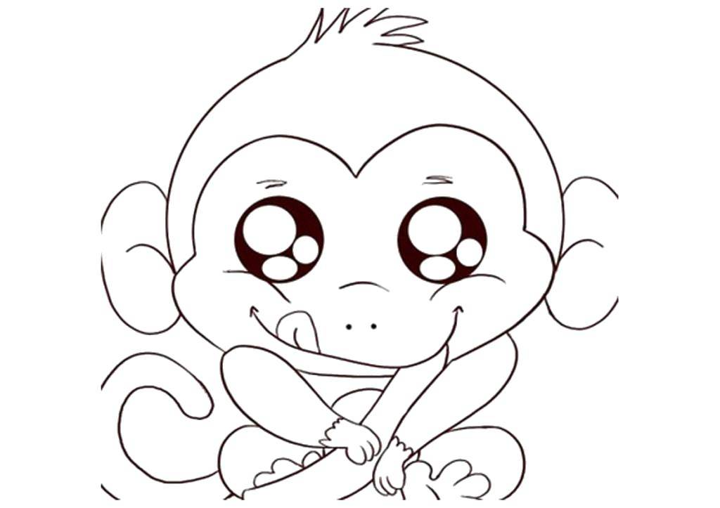 Название: Раскраска Большеглазая мартышка. Категория: Раскраски для малышей. Теги: Животные, обезьянка.