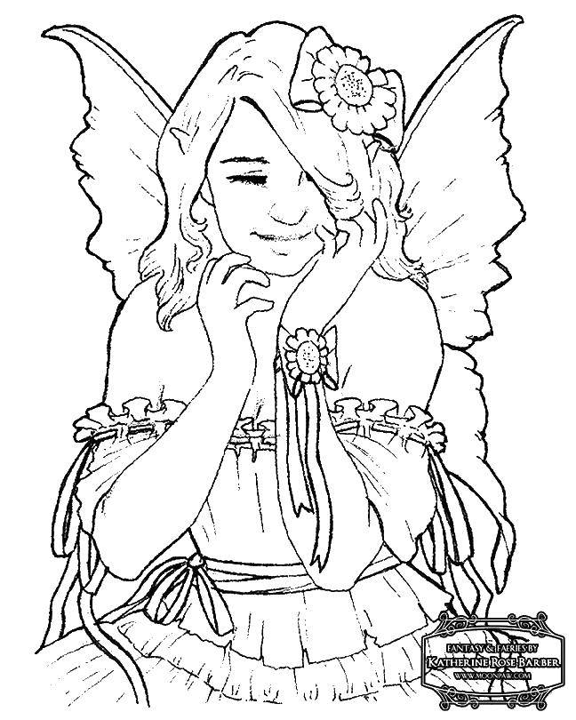 Coloring Girl with wings. Category fairies. Tags:  fairy, fairies, wings, girl.