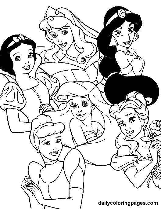 Название: Раскраска Диснеевские принцессы.. Категория: Принцессы. Теги: принцессы, мультфильмы, сказки, Дисней.