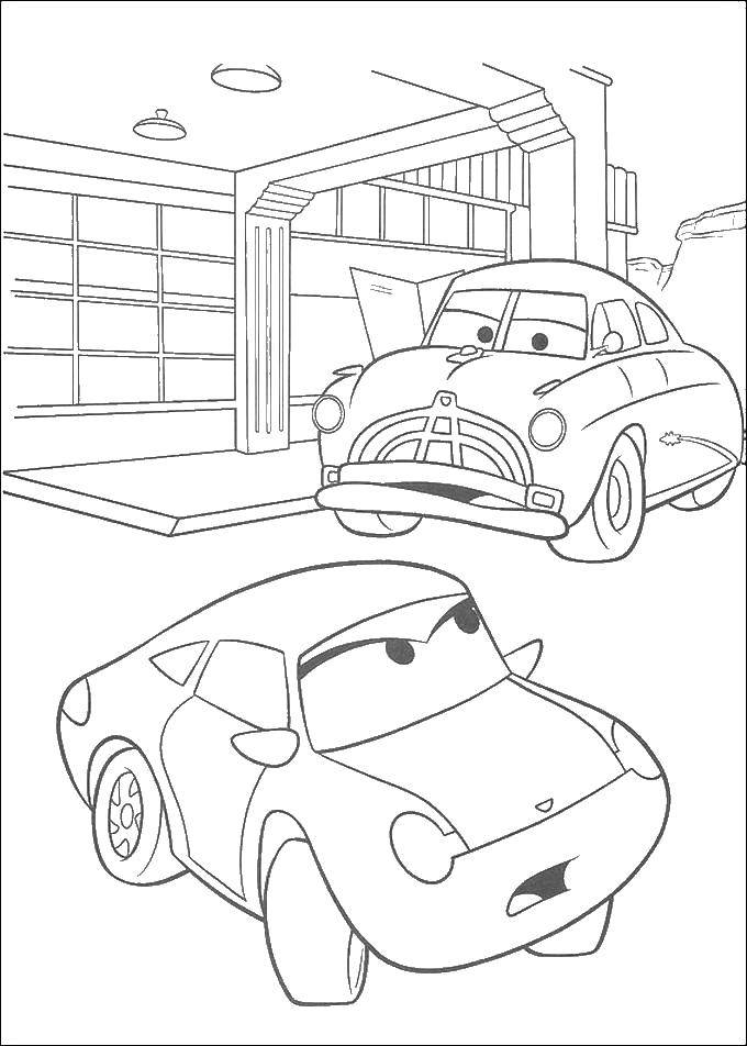 Coloring Doc Hudson and Sally. Category Wheelbarrows. Tags:  cars, Makvin.