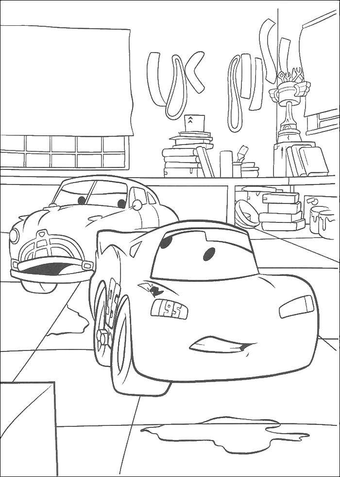 Coloring Doc Hudson argues with makvinom. Category Wheelbarrows. Tags:  Doc Hudson , the cars.