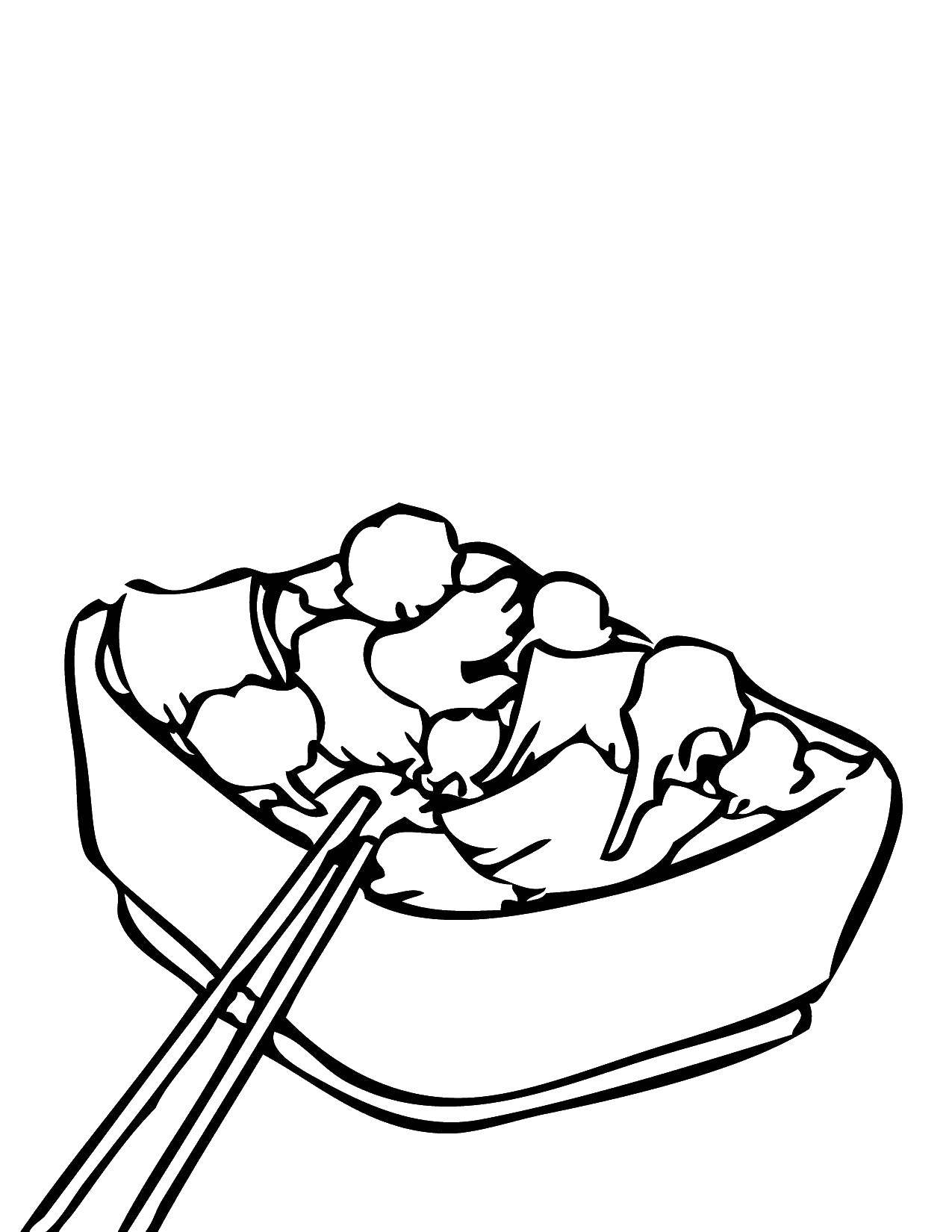 Название: Раскраска Еда и палочки. Категория: еда. Теги: еда, палочки.