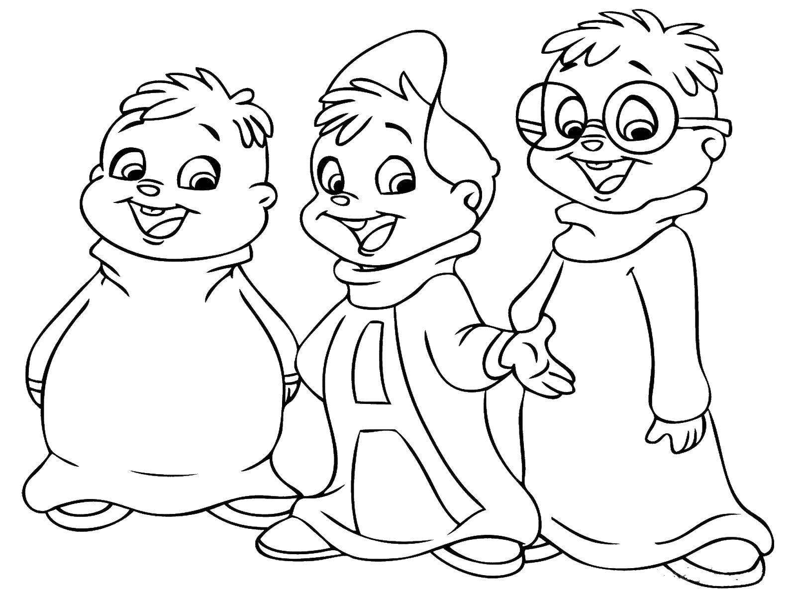 Coloring Alvin and his brothers the chipmunks. Category cartoons. Tags:  Alvin, chipmunks.
