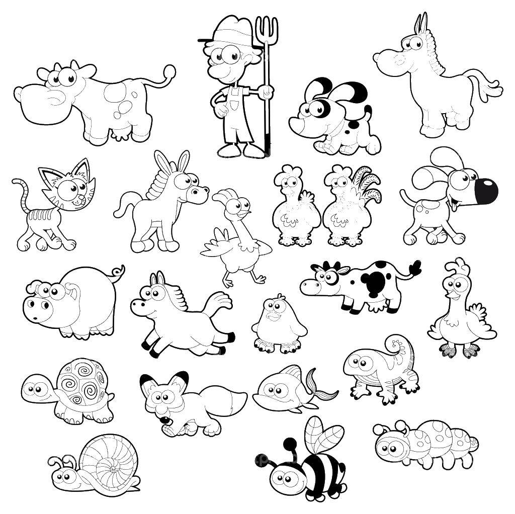 Coloring Farmer with animals. Category animals. Tags:  farm. farmer.