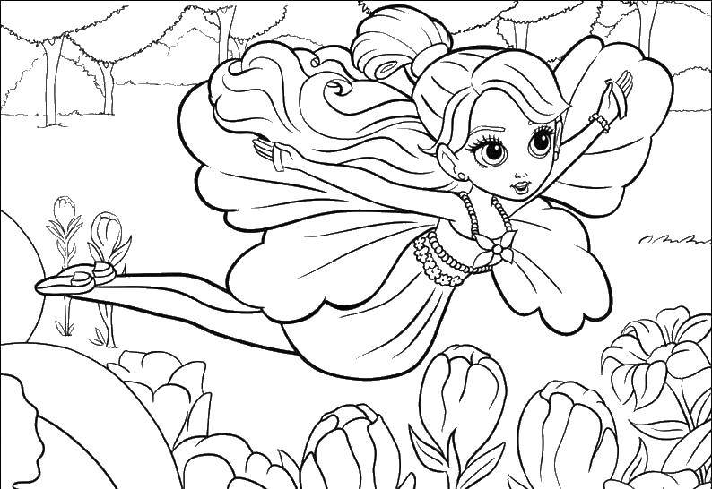 Coloring Fairy and flowers. Category For girls. Tags:  for girls, fairies, flowers.