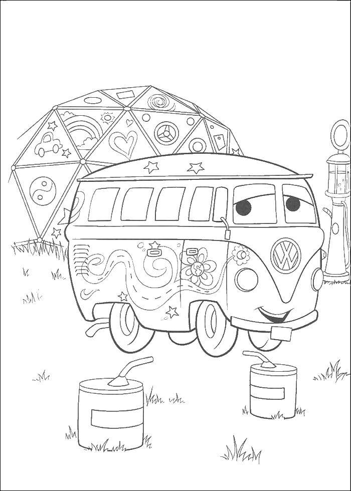 Coloring Fillmore Volkswagen hippie. Category Wheelbarrows. Tags:  cars, Makvin.
