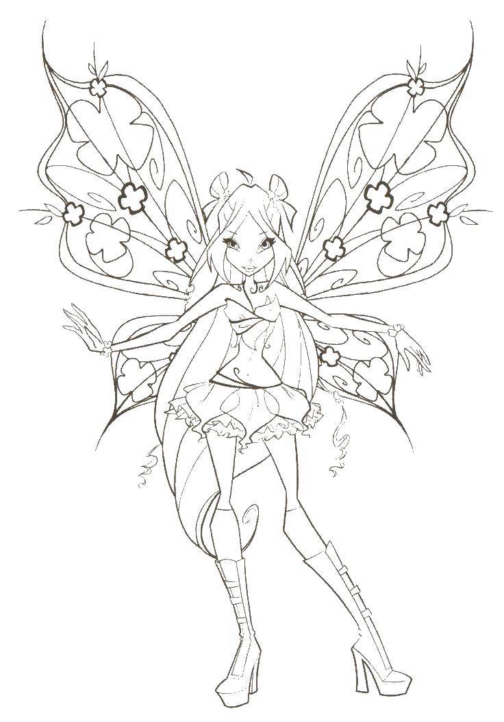 Coloring Flora with wings. Category Winx. Tags:  Flora, Winx.