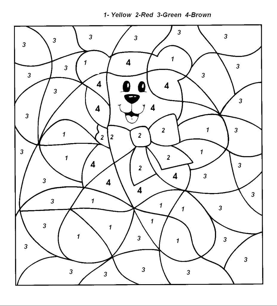 Название: Раскраска Игрушка медведь по номерам. Категория: По номерам. Теги: По номерам, мишка.