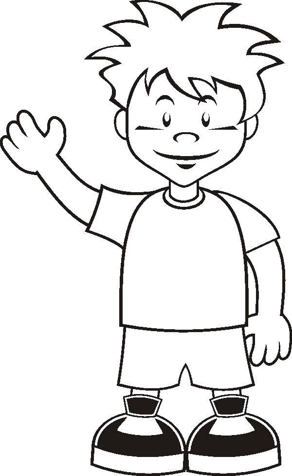 Название: Раскраска Мальчик машет рукой. Категория: Для мальчиков. Теги: мальчик, руки.