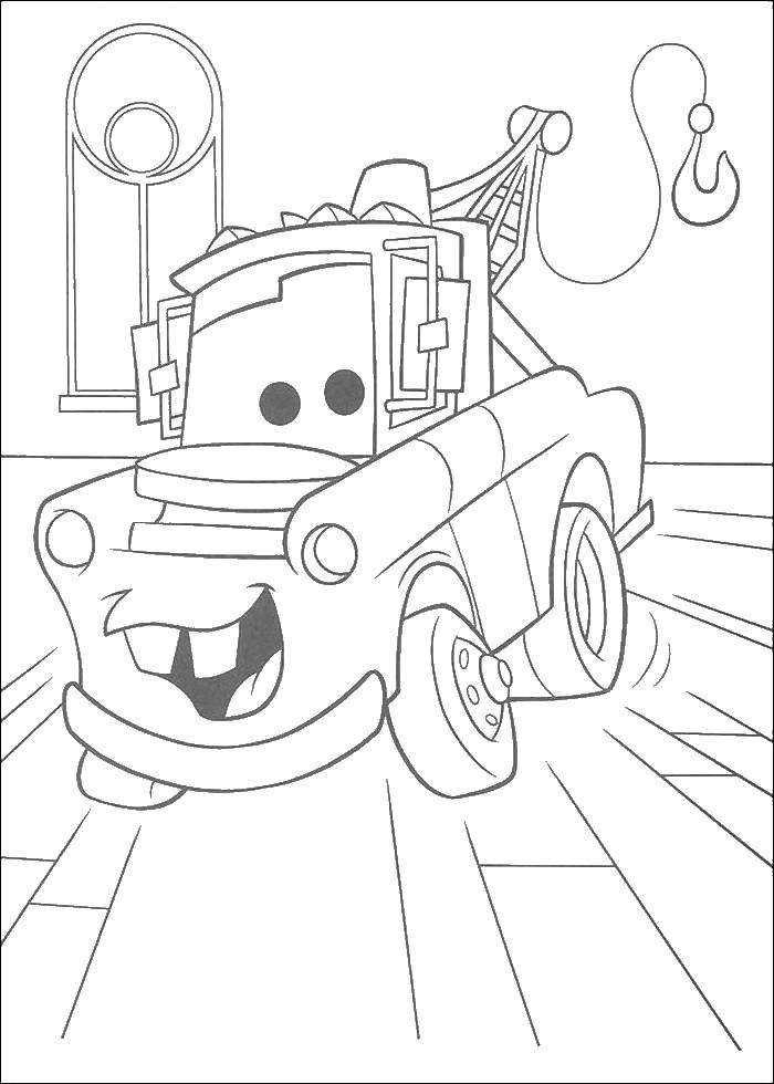 Coloring Mater truck tow truck. Category Wheelbarrows. Tags:  cars, Mater.