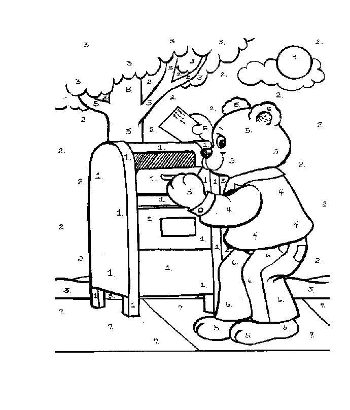 Coloring Bear sends a letter. Category Coloring pages for kids. Tags:  animals, bear, email, letter.