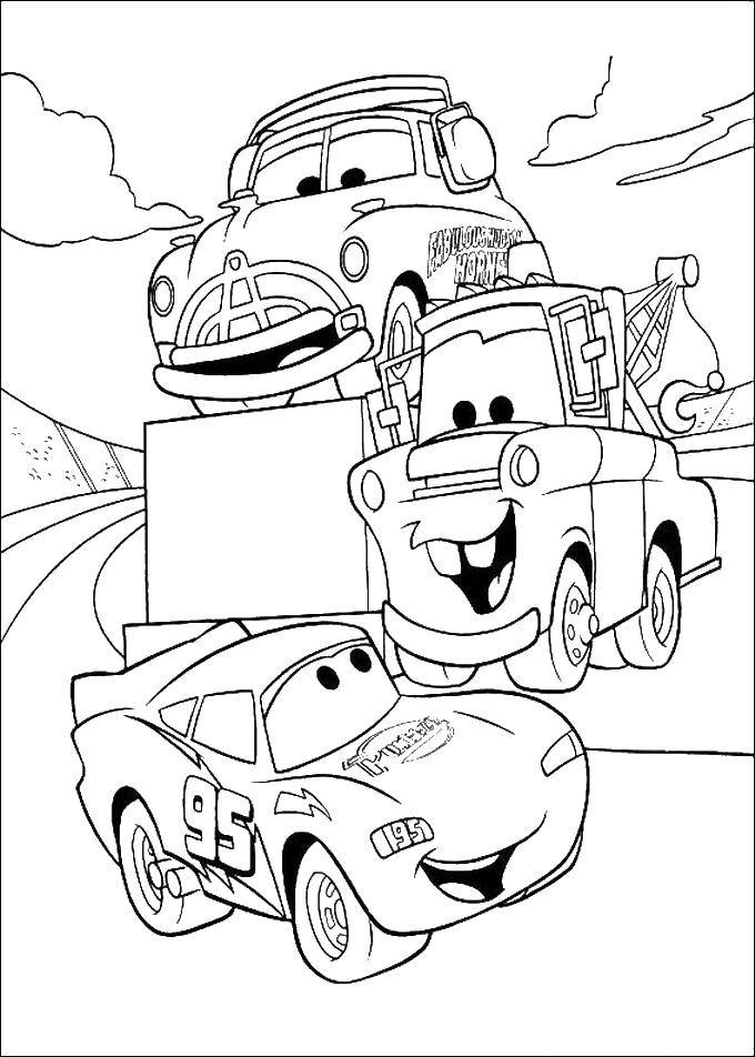 Coloring Lightning McQueen races. Category Wheelbarrows. Tags:  cars, Makvin.