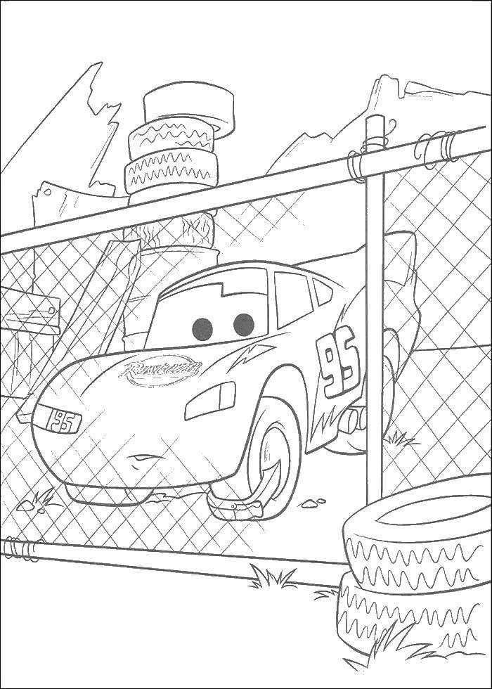 Coloring Lightning McQueen is behind bars. Category Wheelbarrows. Tags:  Lightning McQueen, #95.