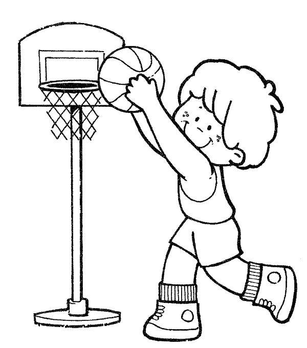 Название: Раскраска Мяч прямиком в корзинку. Категория: Для мальчиков. Теги: Спорт, баскетбол, мяч, игра.