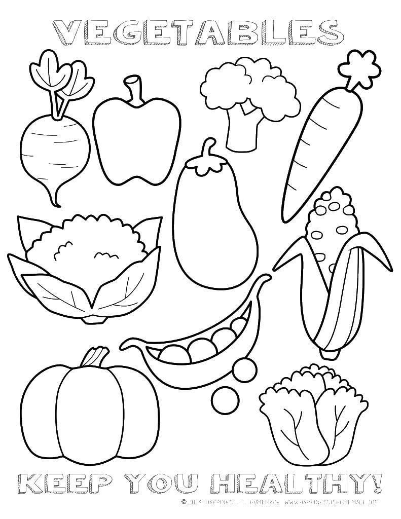 Название: Раскраска Овощи.. Категория: еда. Теги: еда, овощи.