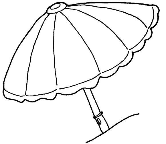 Название: Раскраска Пляжный зонтик от солнца. Категория: Пляж. Теги: Пляж, зонт, отдых.