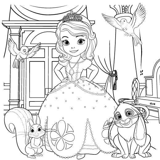 Название: Раскраска Принцесса и ее зверушки. Категория: Принцессы. Теги: принцессы, мультфильмы, сказки, барби.
