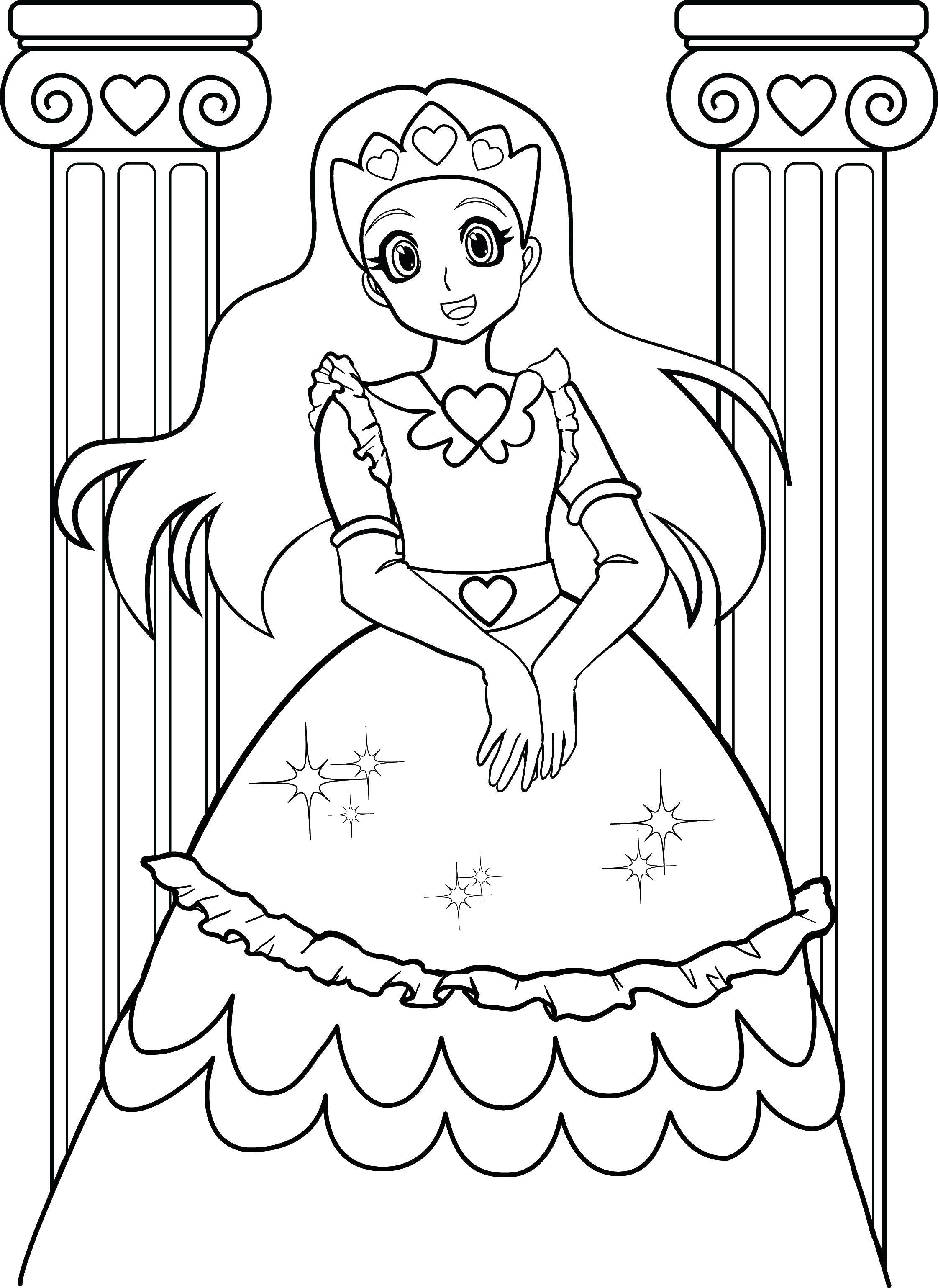 Coloring Princess with crown. Category For girls. Tags:  Princess.