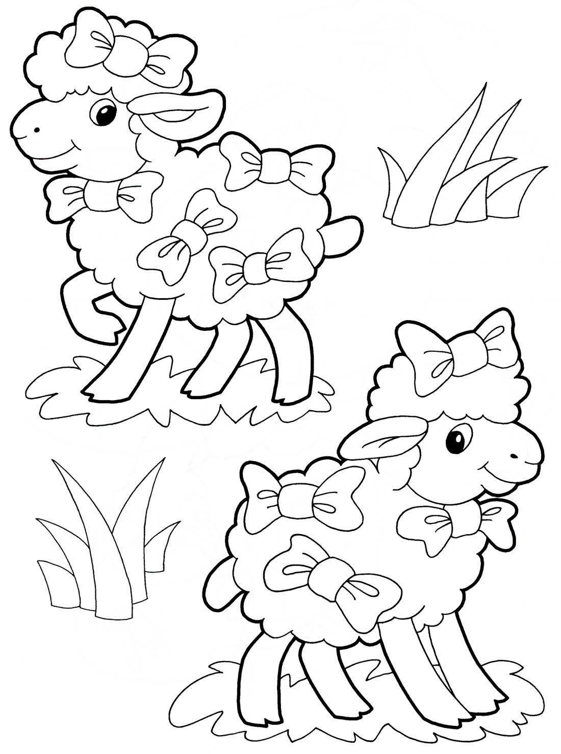 Coloring Drawing lambs with bows. Category Pets allowed. Tags:  RAM.