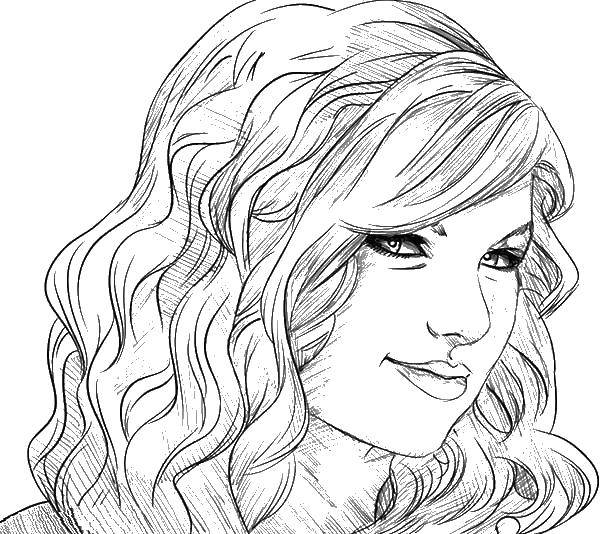 Coloring Taylor swift. Category coloring. Tags:  Celebrity.