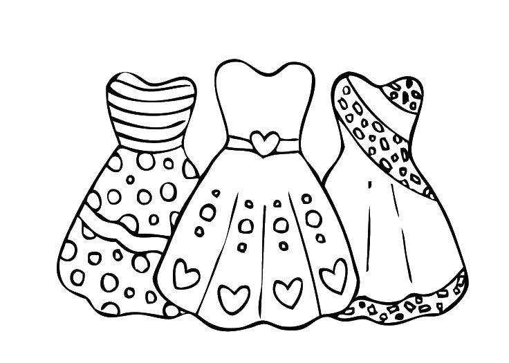 Coloring Three short dresses. Category For girls. Tags:  for girls, dresses.
