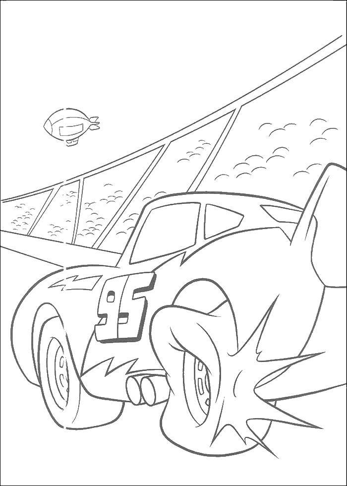 Coloring The lightning McQueen has a flat tire. Category Wheelbarrows. Tags:  Lightning McQueen, #95.