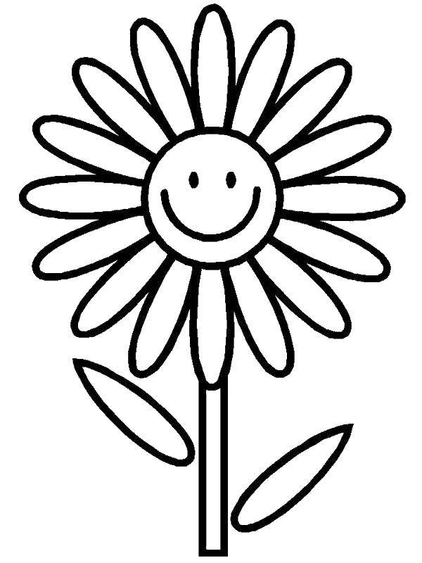 Coloring Smiling flower. Category Flowers. Tags:  flowers, flower, petals, smile.
