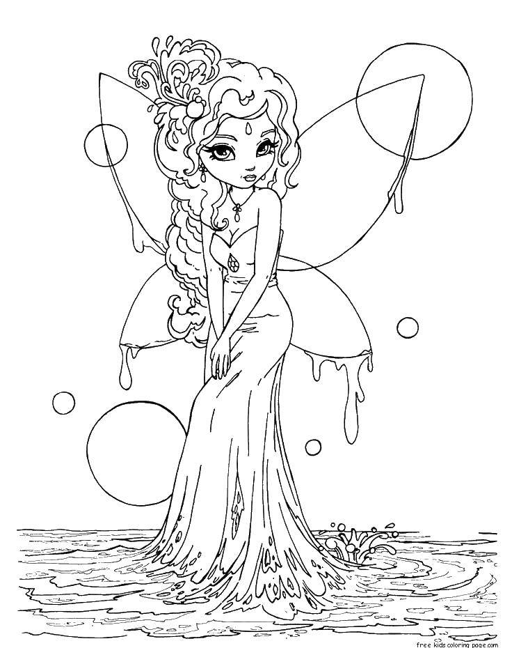 Coloring Water fairy. Category For teenagers. Tags:  Fairy, forest, fairy tale.